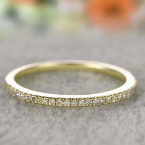 NEW 18K Gold Round Diamond Half Eternity Ring